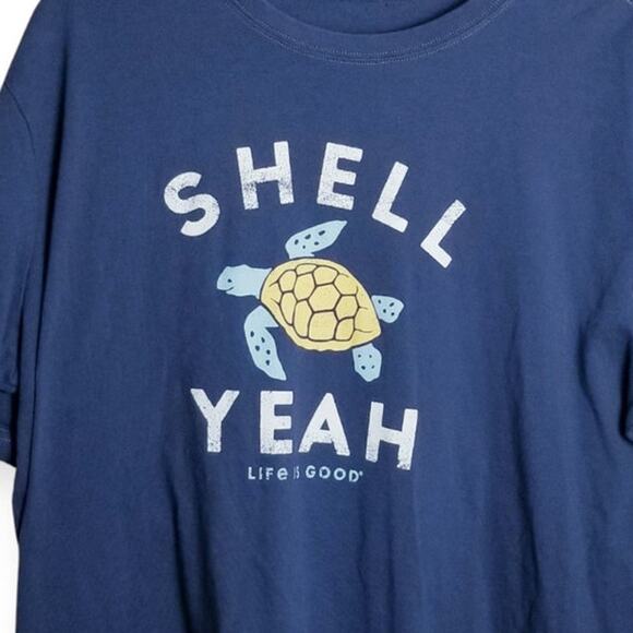 LIFE IS GOOD Crusher Tee Shell Yeah Turtle 100% Cotton T-shirt Darkest Blue - XL - Picture 3 of 6
